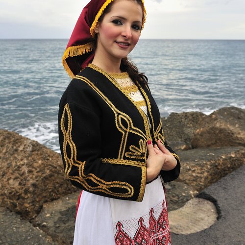 traditional folklore dancer at the fort of heraklion