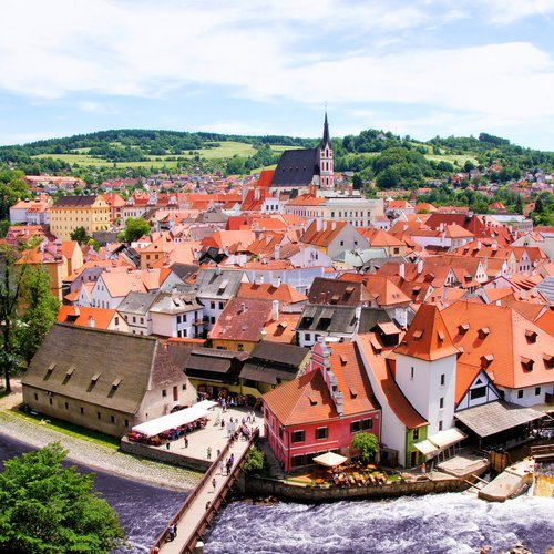 view over the old town of cesky krumlov