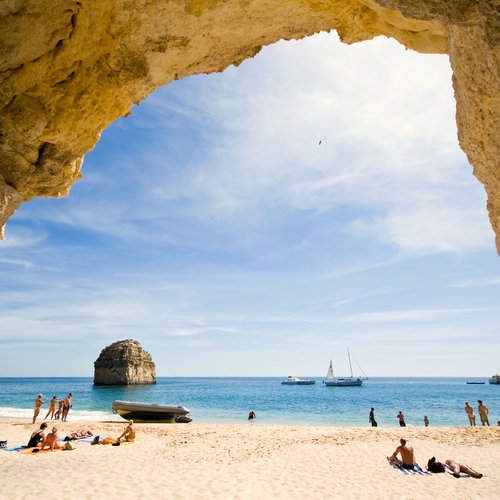 idyllic wild beach in summertime. algarve, portugal