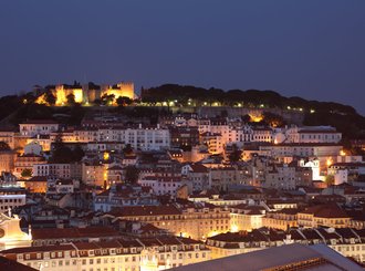 lisbon castle  by night 