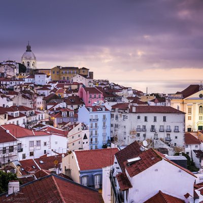 lisbon, portugal skyline at alfama, the oldest district of the city