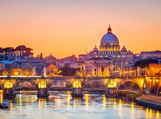 night view at st. peter's cathedral in rome, italy