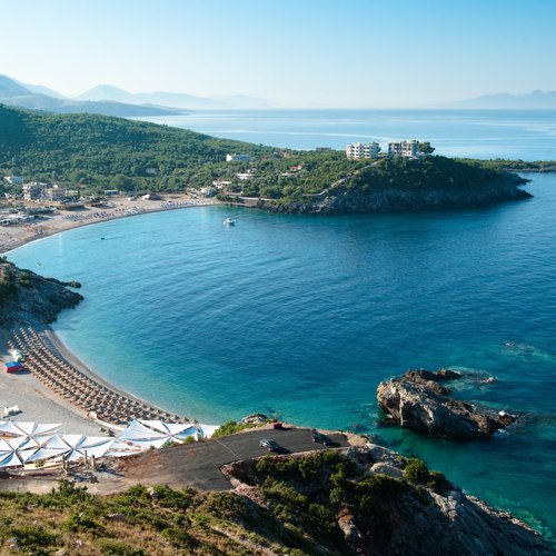 panorama of jal bay beach in southern albania 