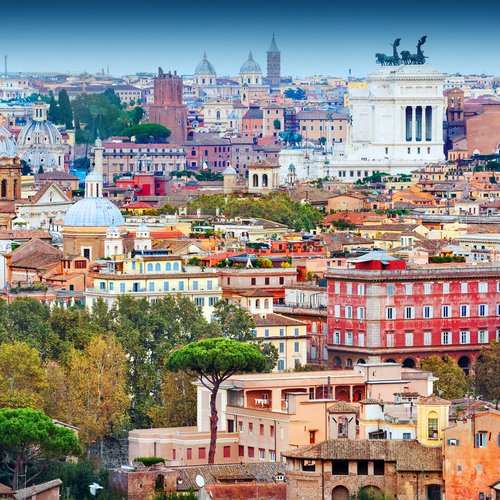 panoramic view of downtown rome from the gianicolo hill