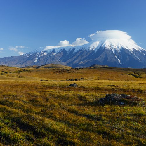 smoking volcano in kamchatka