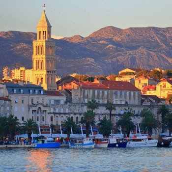 the palace of diocletian and venetian church tower on the adriatic sea cost, split