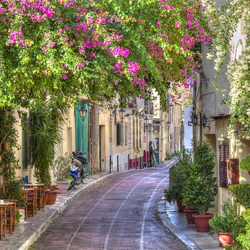 traditional houses in plaka area under acropolis