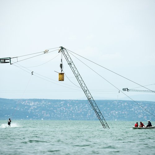 water ski at balaton lake, hungary