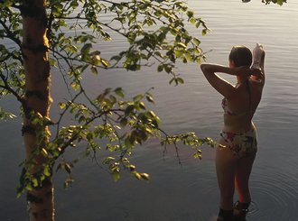 woman at lake 